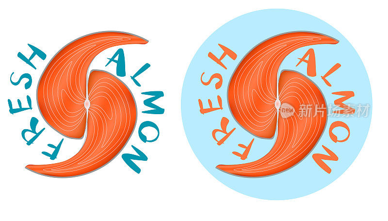 logo fresh salmon made from unfolded steak halves in the shape of the letter s